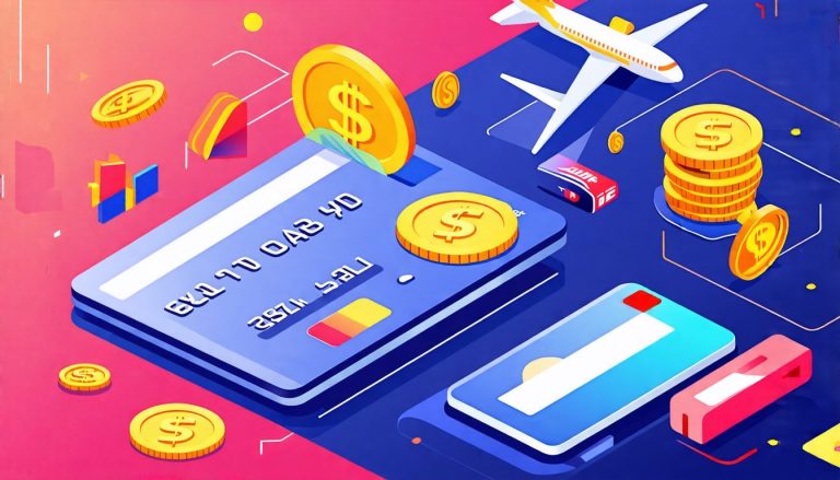 Create an illustration that visually represents the concept of a credit card with an annual fee, showcasing its potential benefits and values. Include elem