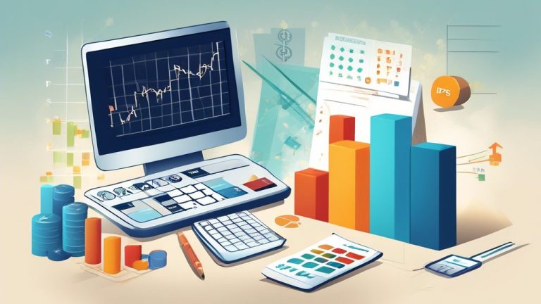 Create an educational illustration that visually represents the meaning of EPS (Earnings Per Share) in finance. Include elements such as a stock market gra