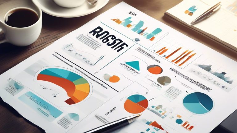 Create an infographic illustrating the concept of ROA (Return on Assets) as a key performance indicator for business efficiency, featuring graphs and chart