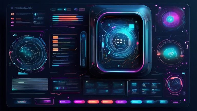 Create an image of a futuristic computer interface showcasing the new features of the San bamboo computer version. The design should include sleek, modern