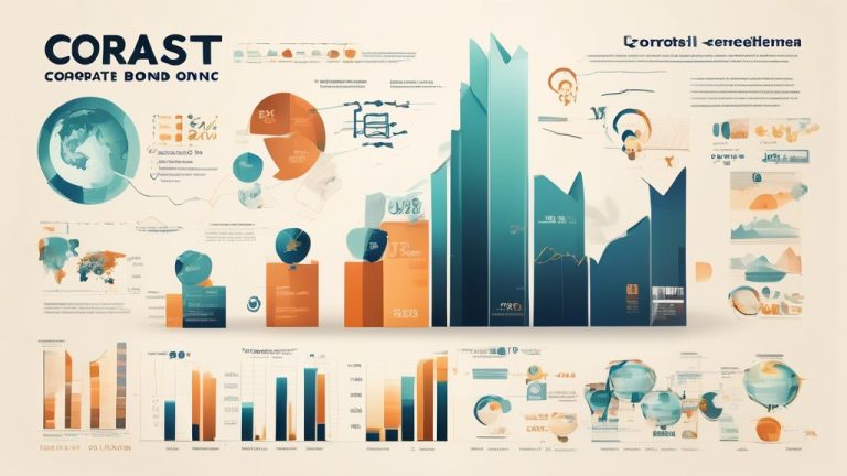 An infographic illustrating the importance and impact of corporate bond face value, featuring elements like graphs, charts, and symbols representing financ