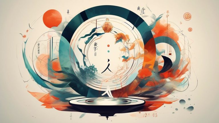 Create an illustration that visually represents the concept of 正二 (Zheng Er) in a deep and analytical way. The image should depict a balance between two di