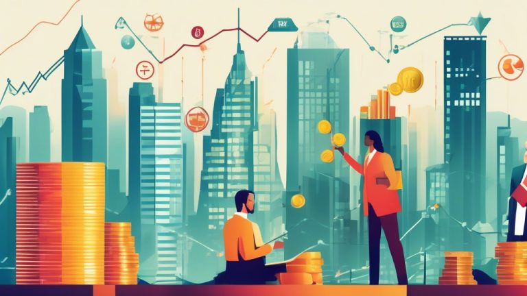 Create an image that illustrates the concept of stock investors favoring high-dividend ETFs. The visual should include a diverse group of investors analyzi
