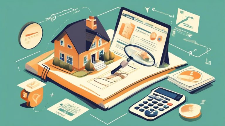 Create an informative and visually appealing illustration that highlights key points to consider when purchasing a home. The image should include symbols s