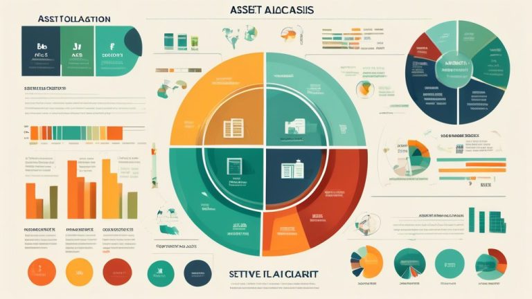 Create an infographic-style image illustrating effective asset allocation strategies. Include visual elements like pie charts, graphs, and icons representi