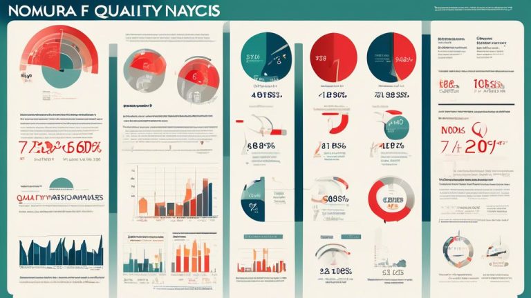 An imaginative and informative infographic depicting the annual return rate analysis of Nomura Quality Funds, featuring graphs and charts that showcase the