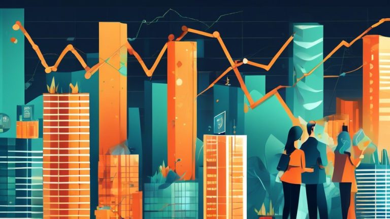 Create an image that visually represents the concept of high-dividend ETFs (Exchange-Traded Funds) attracting investors. Include elements like a stock mark