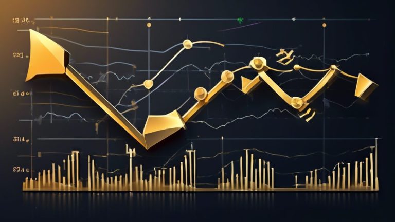 Create an image illustrating the concept of the Golden Cross in finance. Depict a stylized stock market chart with two moving averages: a shorter-term movi